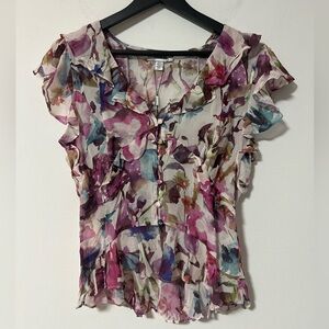 Jason Wu Blouse Floral Flutter Sleeve Ruffle Top S Top Fairy Whimsical NWT
